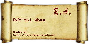 Réthi Absa névjegykártya